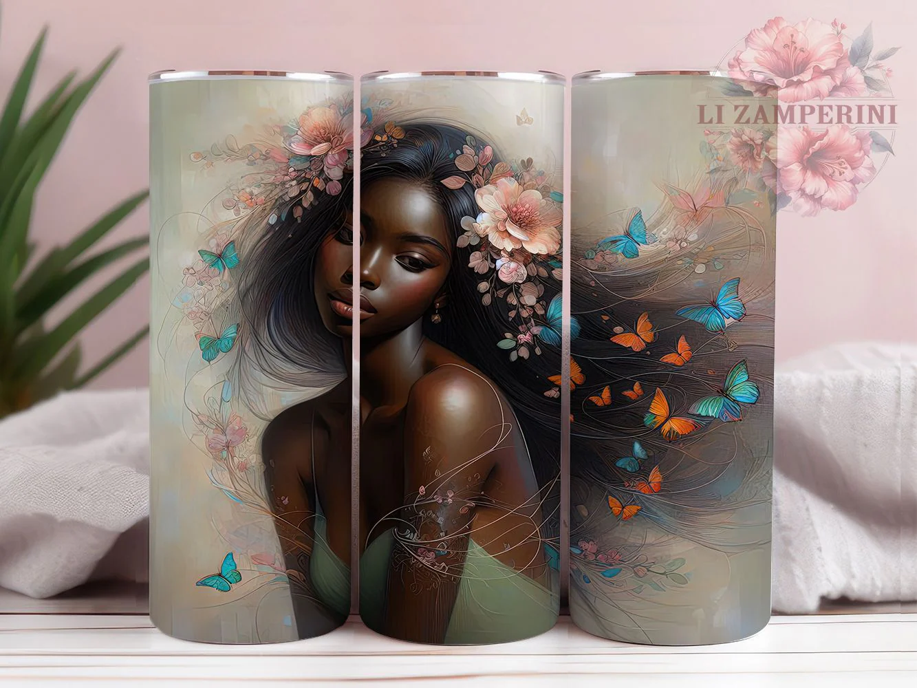 Floral Afrocentric Black Woman Tumbler Wrap, Floral Theme, Afrocentric Style, Empowerment Design, Melanin Pride, Elegant Wrap, Sublimation Design
