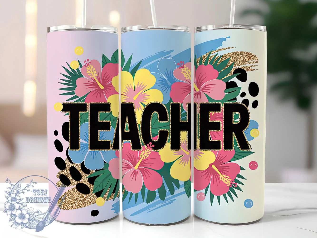 Floral Bloom Teacher Tumbler, Teacher Design, Classroom Pride, Blooming Style, Education Love, 20Oz Tumbler, Sublimation Wrap