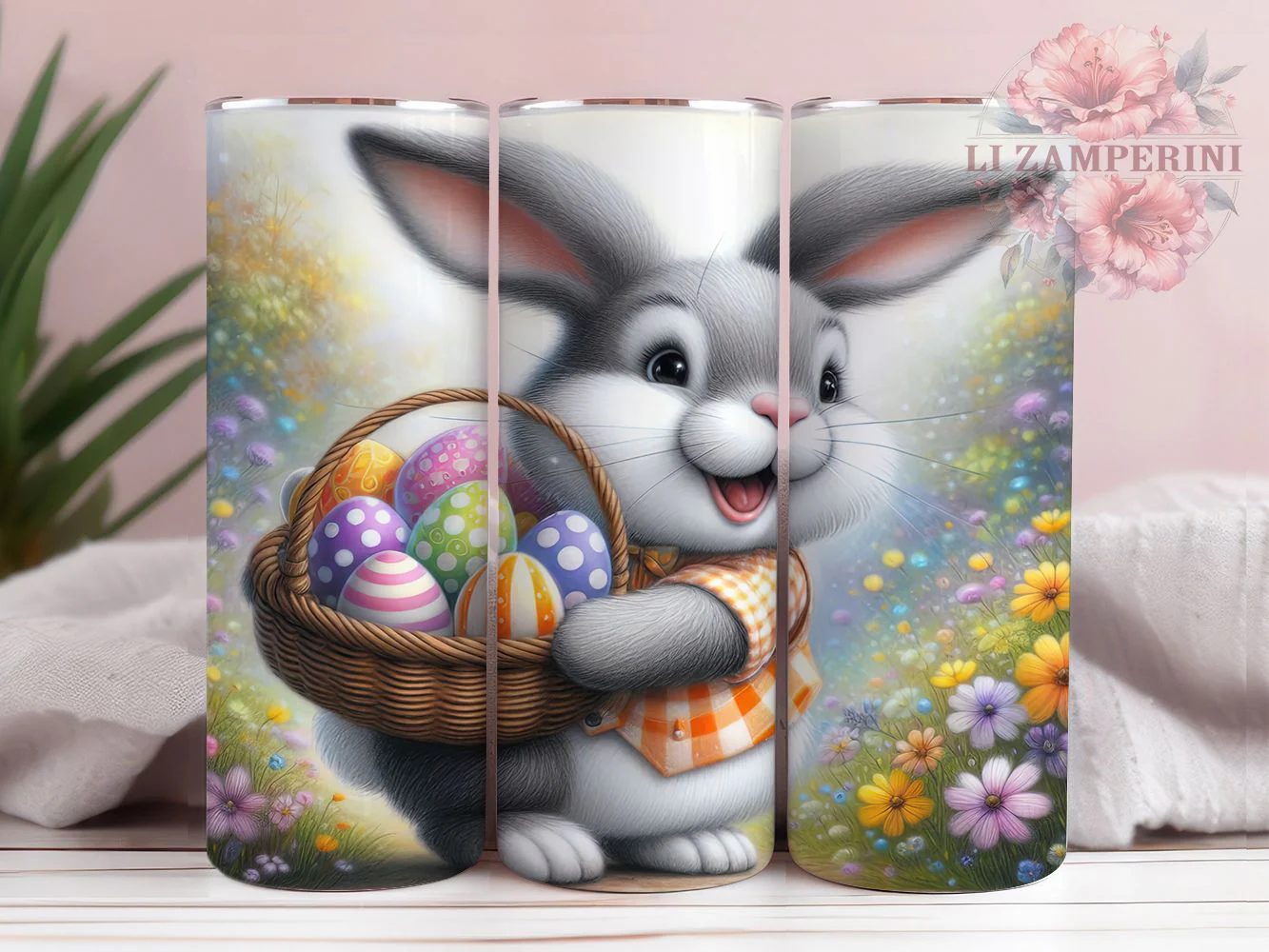 Floral Bunny Basket Tumbler, Easter Egg Tumbler, Floral Bunny Wrap, Colorful Easter Wrap, Stylish 20oz Wrap, Sublimation Design, Trendy Gift Idea