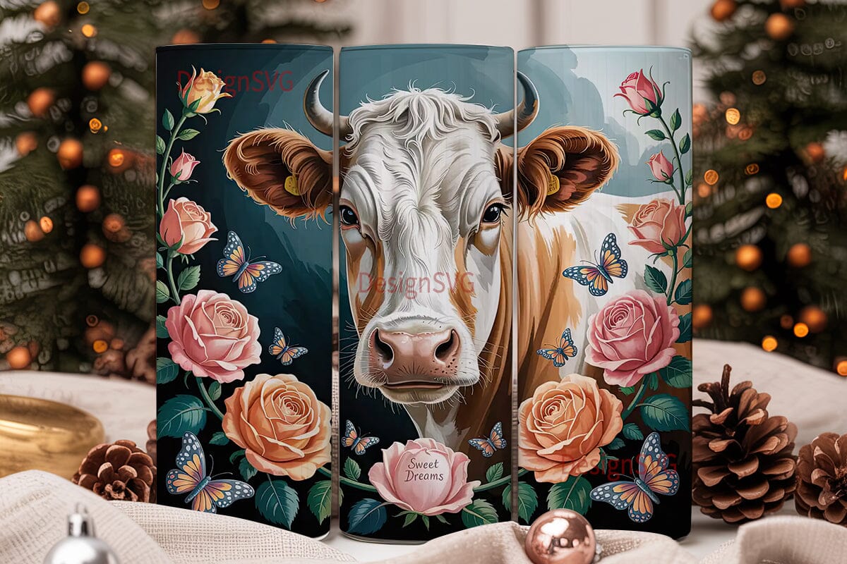 Floral Cow 20oz Tumbler Wrap - Image 2