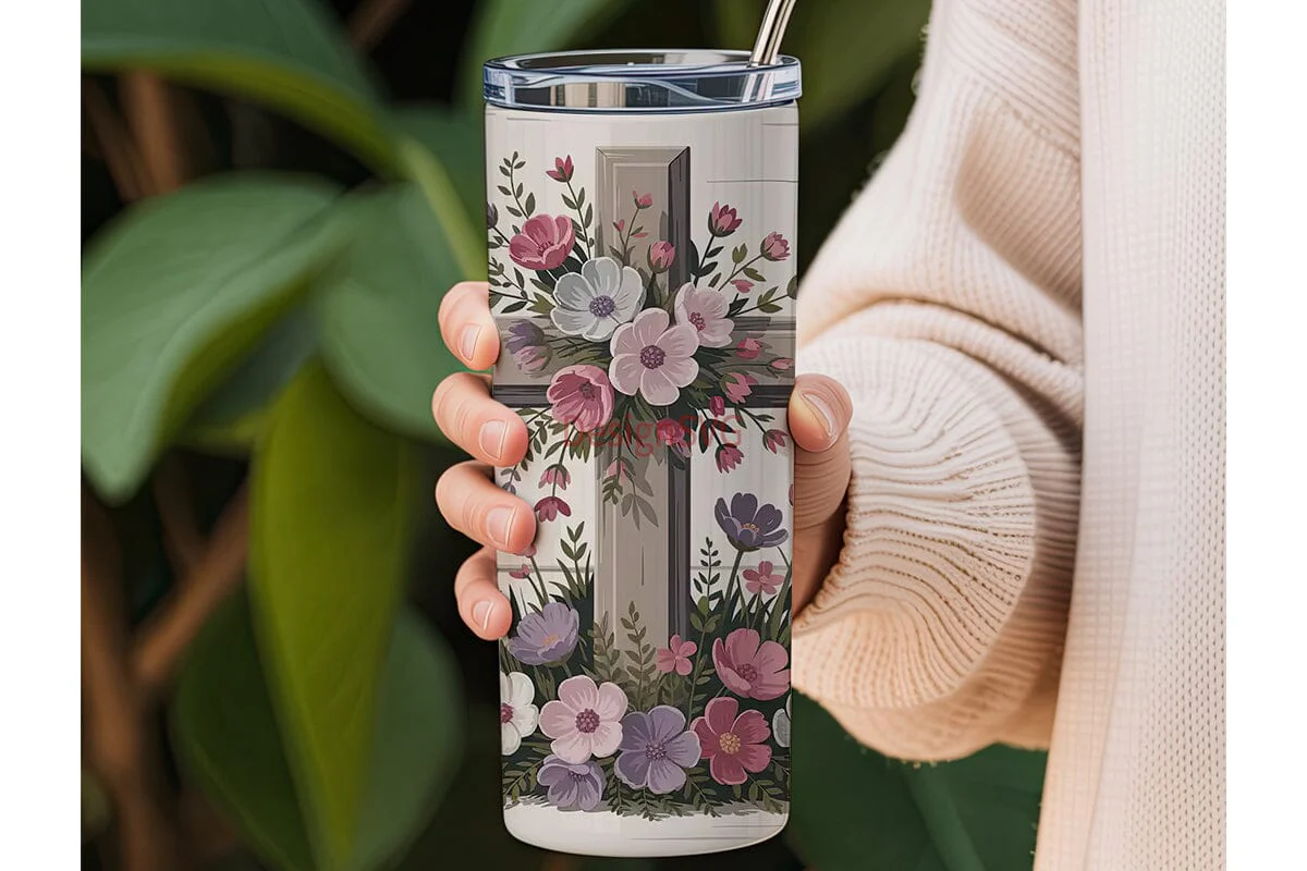 Floral Cross 20oz Tumbler Wrap - Image 3