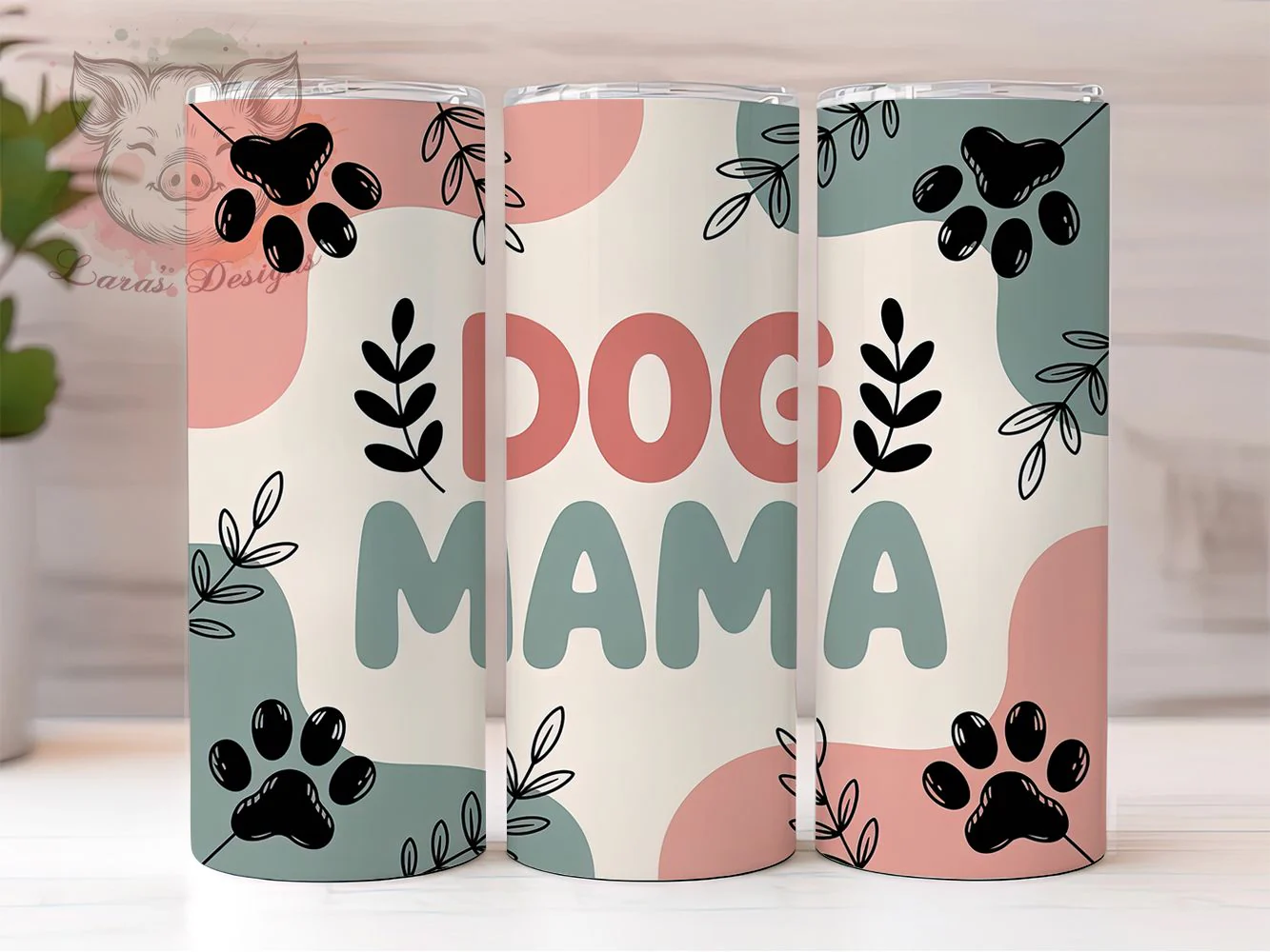 Floral Dog Mama Tumbler, Floral Design, Pet Lover, Cute Style, Romantic Theme, 20Oz Tumbler, Sublimation Wrap