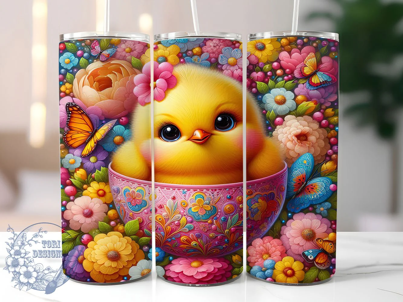 Floral Easter Chick Tumbler, Floral Chick Tumbler, Cute Easter Wrap, Stylish 20oz Wrap, Sublimation Design, Trendy Gift Idea, Inspirational Easter Tumbler