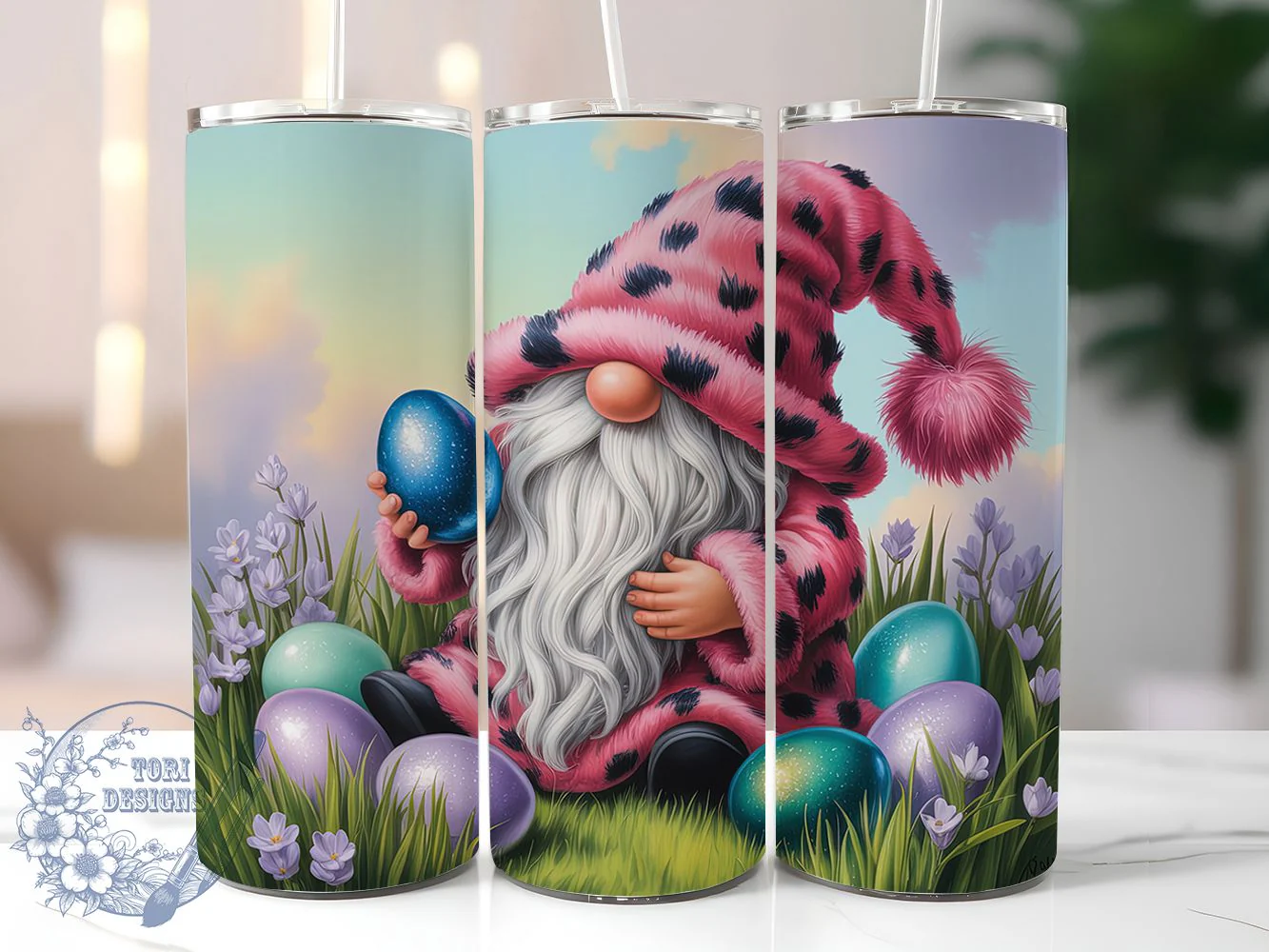 Floral Easter Egg Gnome Tumbler, Floral Gnome Tumbler, Stylish 20oz Wrap, Sublimation Design, Trendy Gift Idea, Spring Gnome Wrap, Holiday Easter Tumbler