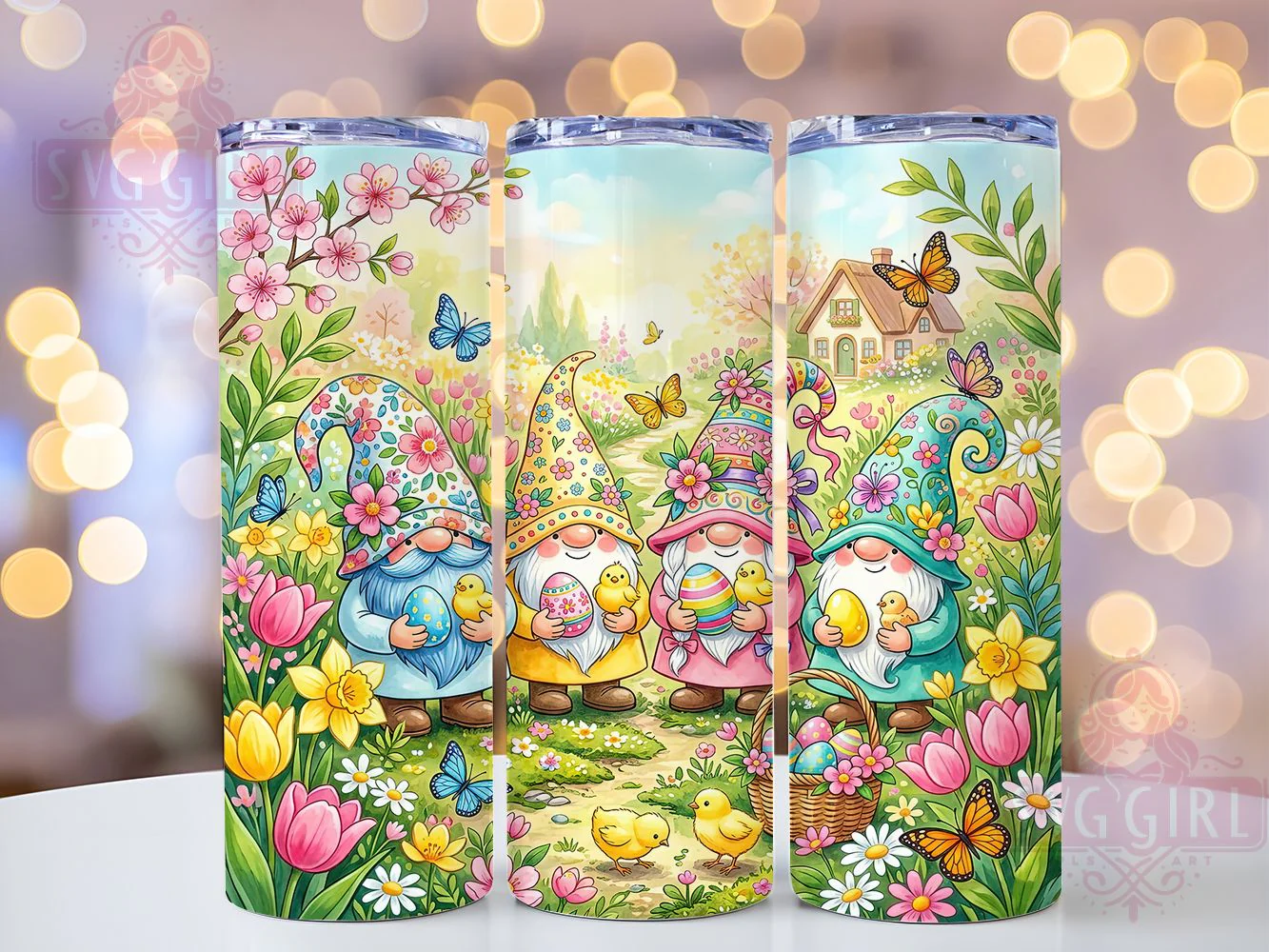 Floral Easter Gnome Tumbler, Easter Gnome Tumbler, Cute Gnome Wrap, Stylish 20oz Wrap, Sublimation Design, Trendy Gift Idea, Inspirational Easter Tumbler