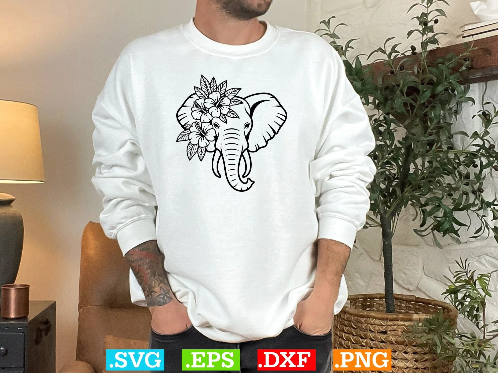 Floral Elephant SVG Bundle, Flower Animal Svg, Cute Animal SVG - Image 5