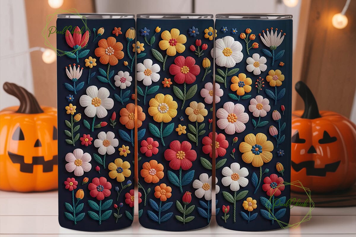 Floral Embroidery 20oz Tumbler Wrap - Image 2