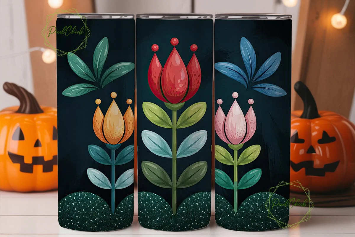 Floral Glitter Band 20oz Tumbler Wrap - Image 2