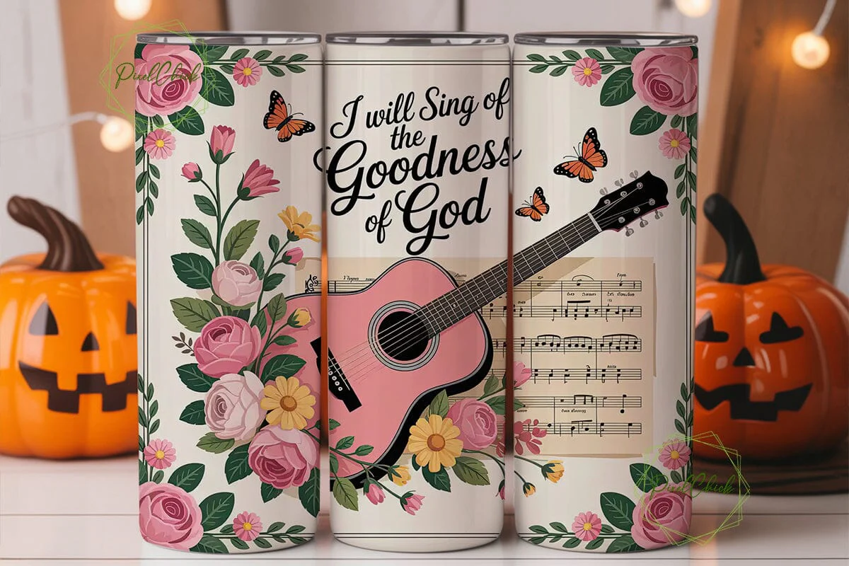 Floral Guitar Music Tumbler Wrap - Image 3