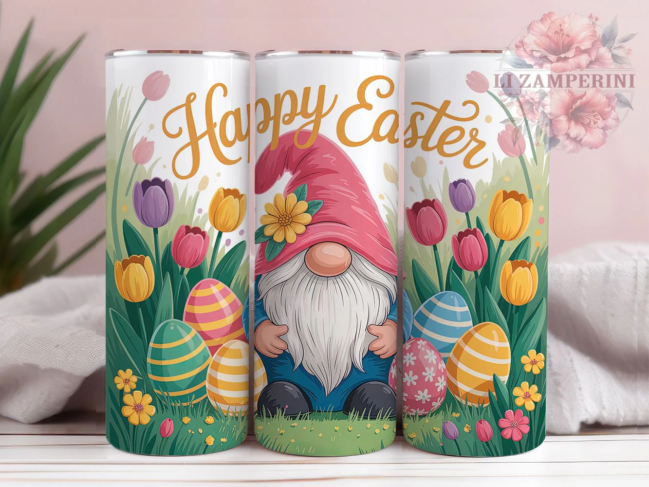 Floral Happy Easter Gnome Tumbler, Happy Easter Tumbler, Cute Gnome Wrap, Stylish 20oz Wrap, Sublimation Design, Trendy Gift Idea, Inspirational Easter Tumbler