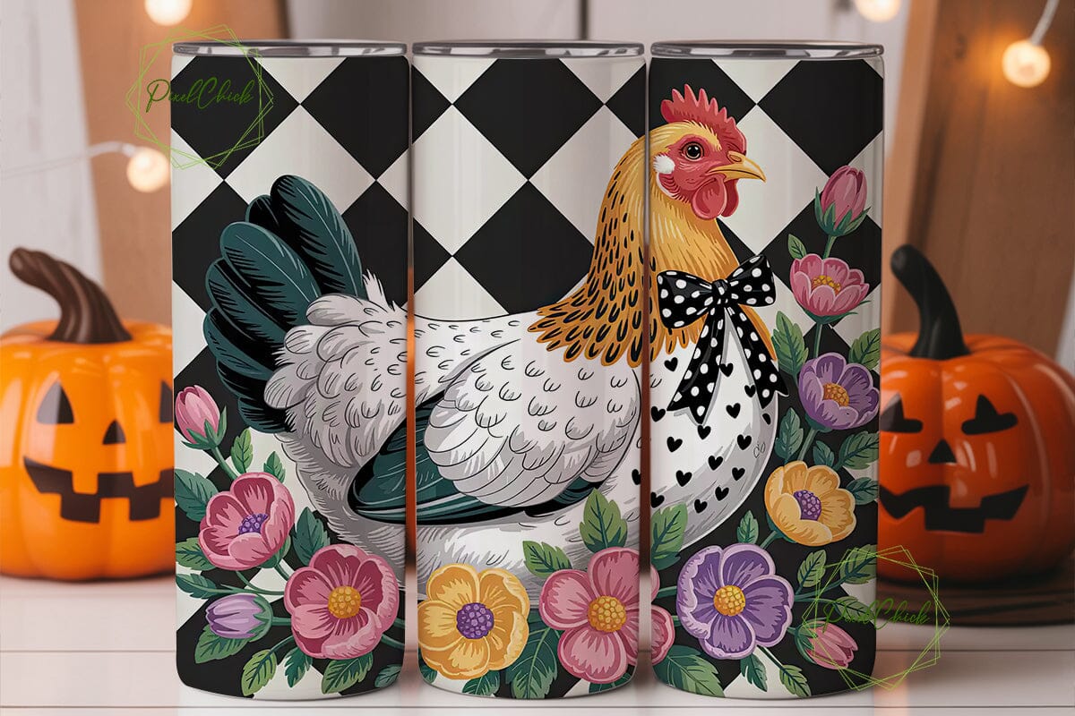Floral Hen 20oz Tumbler Wrap - Image 2