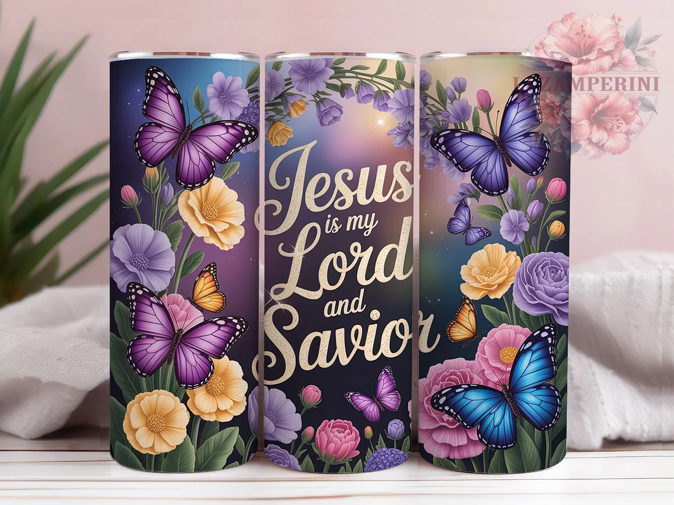 Floral Jesus Butterfly Tumbler, Easter Butterfly Tumbler, Lord and Savior Wrap, Stylish 20oz Wrap, Sublimation Design, Trendy Gift Idea, Inspirational Christian Tumbler