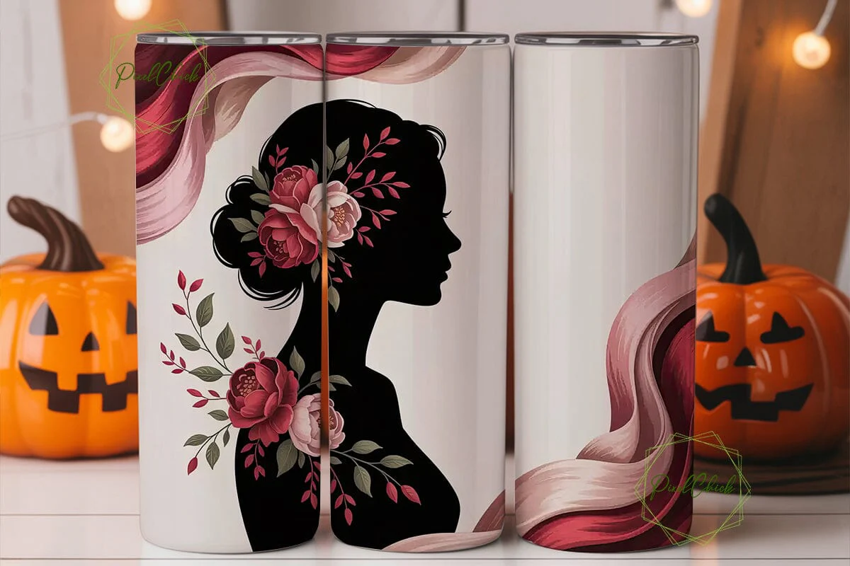 Floral Silhouette 20oz Tumbler Wrap - Image 2
