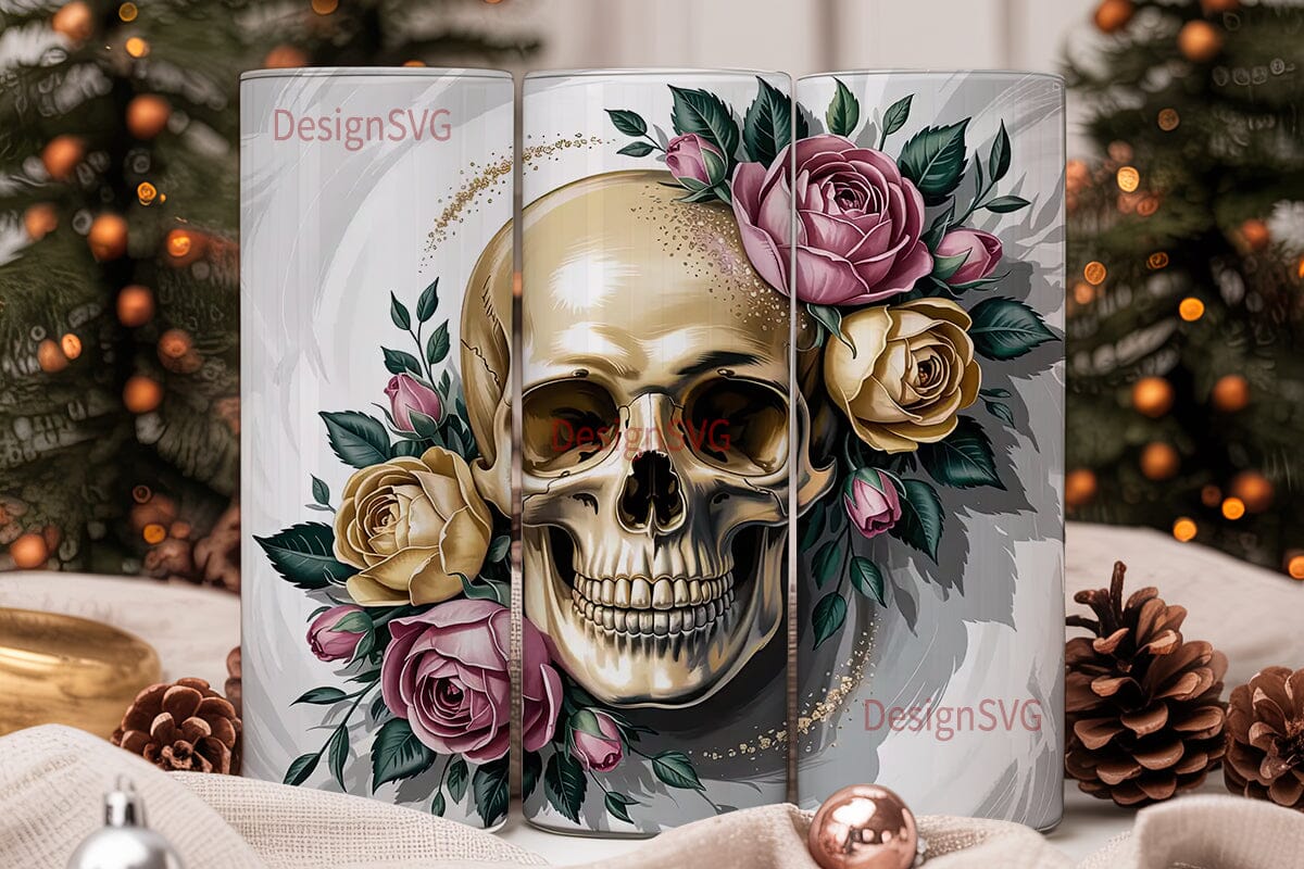 Floral Skull 20oz Tumbler Wrap - Image 2