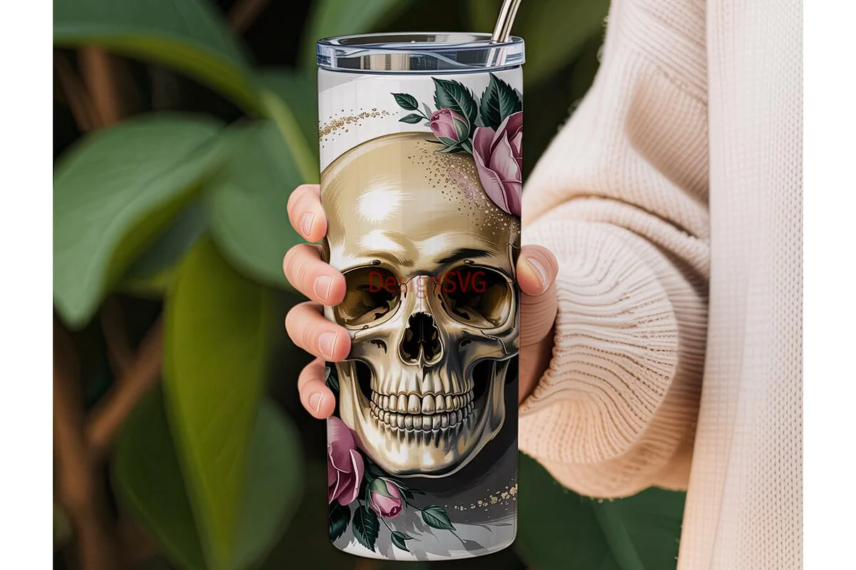 Floral Skull 20oz Tumbler Wrap - Image 3