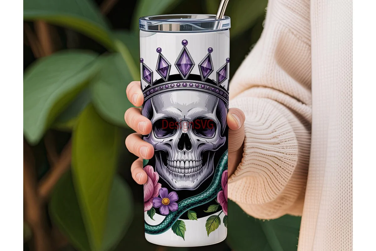 Floral Skull Crown 20oz Tumbler Wrap - Image 3