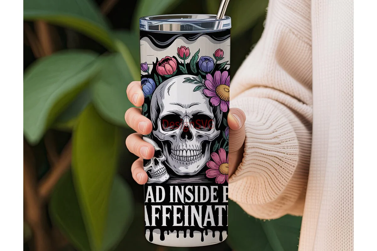 Floral Skull Tumbler Wrap 20oz - Image 3