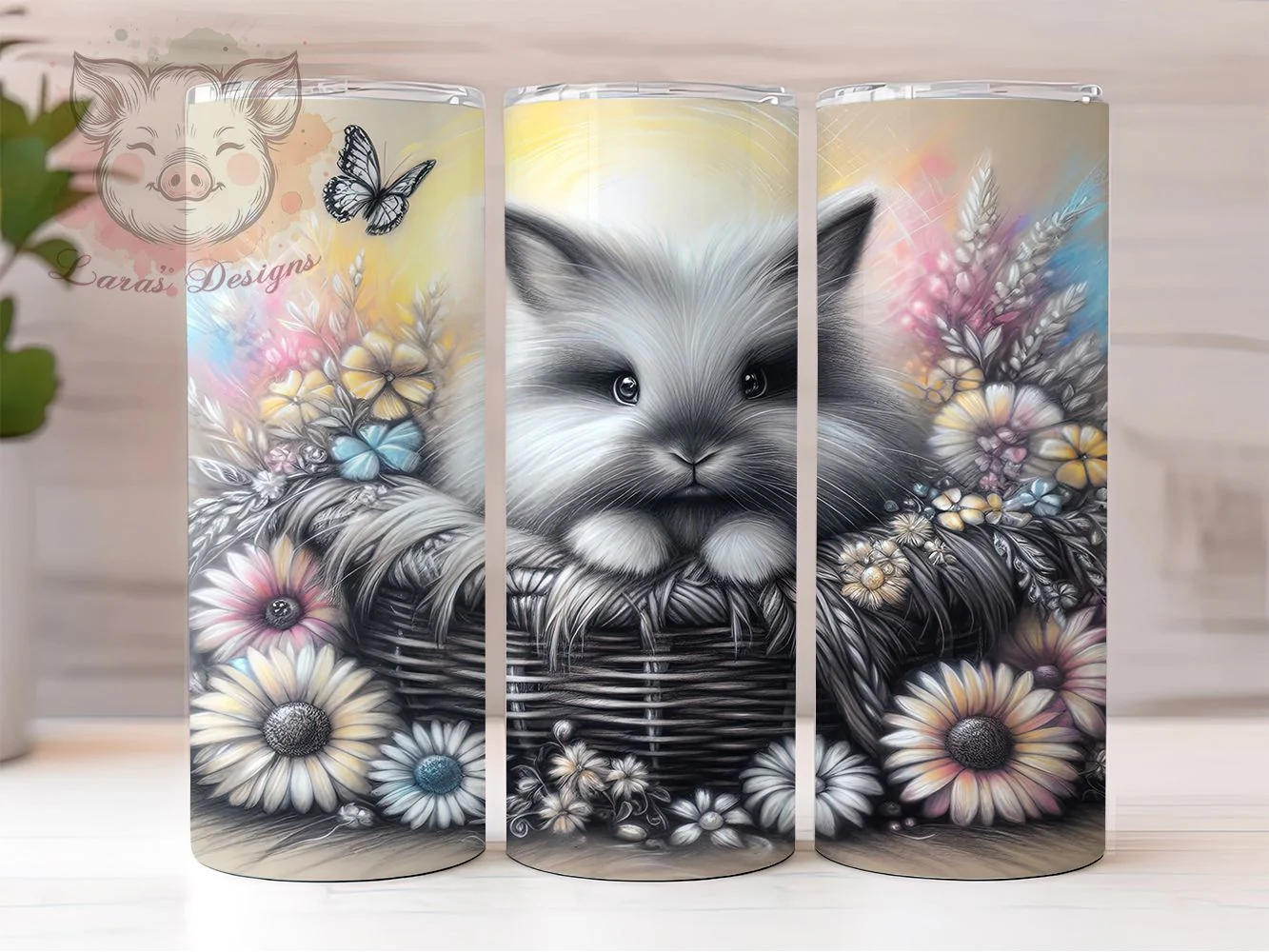 Floral Spring Easter Bunny Tumbler, Spring Rabbit Tumbler, Easter Bunny Wrap, Blooming Bunny Wrap, Cute Bunny Wrap, Sublimation Design, Trendy Gift Idea