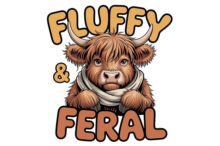 Fluffy and Feral Highland Cow Png, Funny Highland Cow Png, Cute Feral Cow Clipart, Cozy Farm Animal Design, Cow Sublimation Graphic - Image 9