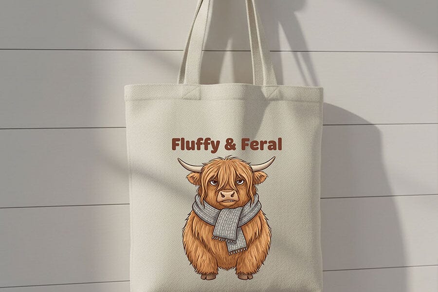 Fluffy and Feral Highland Cow Png, Funny Highland Cow Png, Cute Feral Cow Clipart, Cozy Farm Animal Design, Cow Sublimation Graphic - Image 7