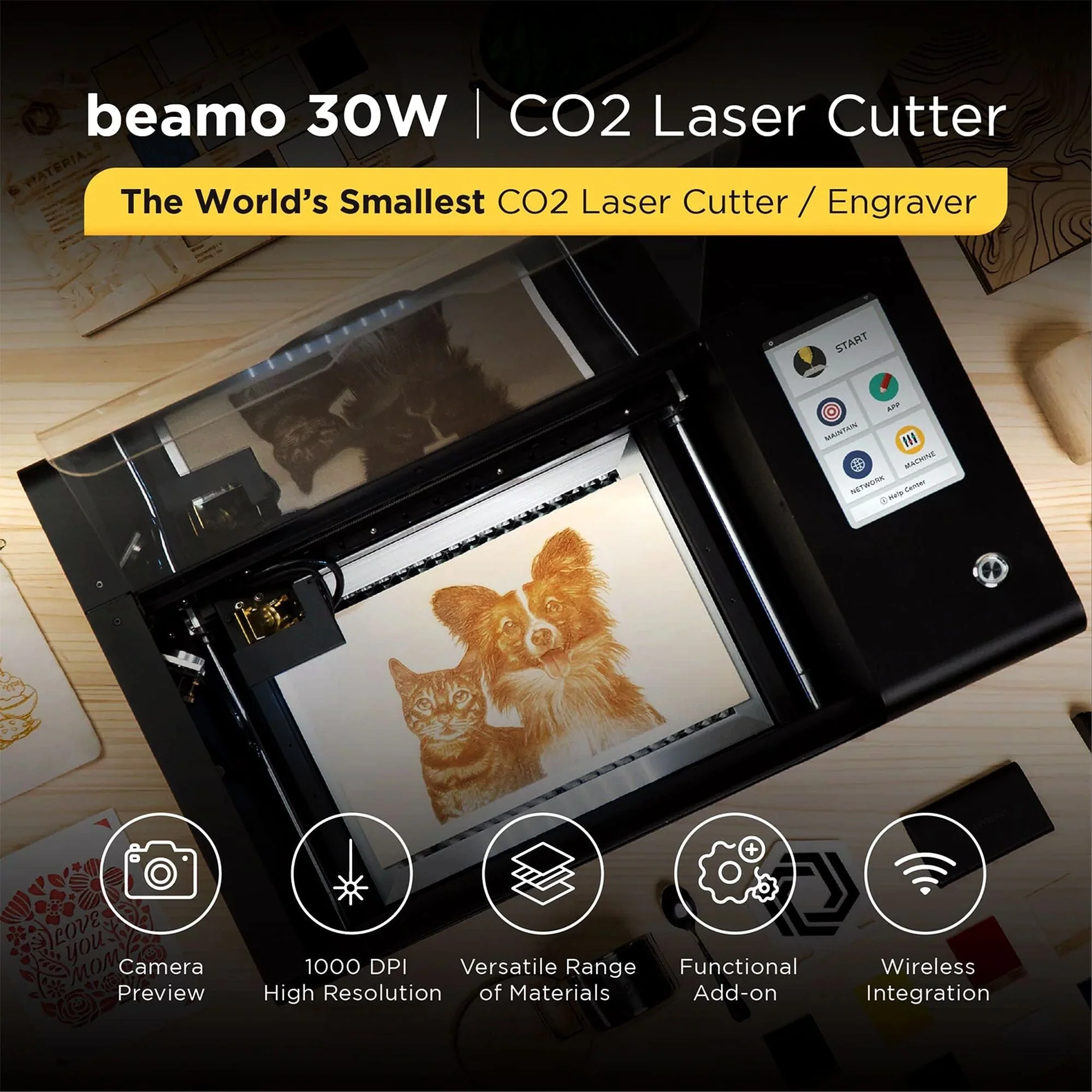 FLUX Beamo 30W C02 Laser Cutter & Engraver with Autofocus Attachment - Image 16