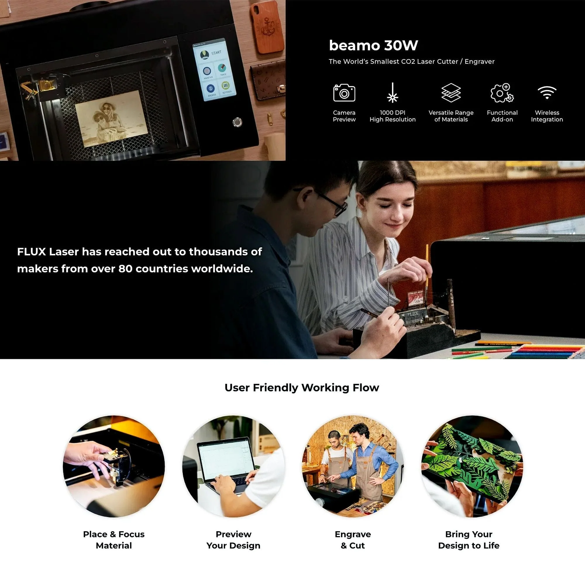 FLUX Beamo 30W C02 Laser Cutter & Engraver with Autofocus Attachment - Image 19