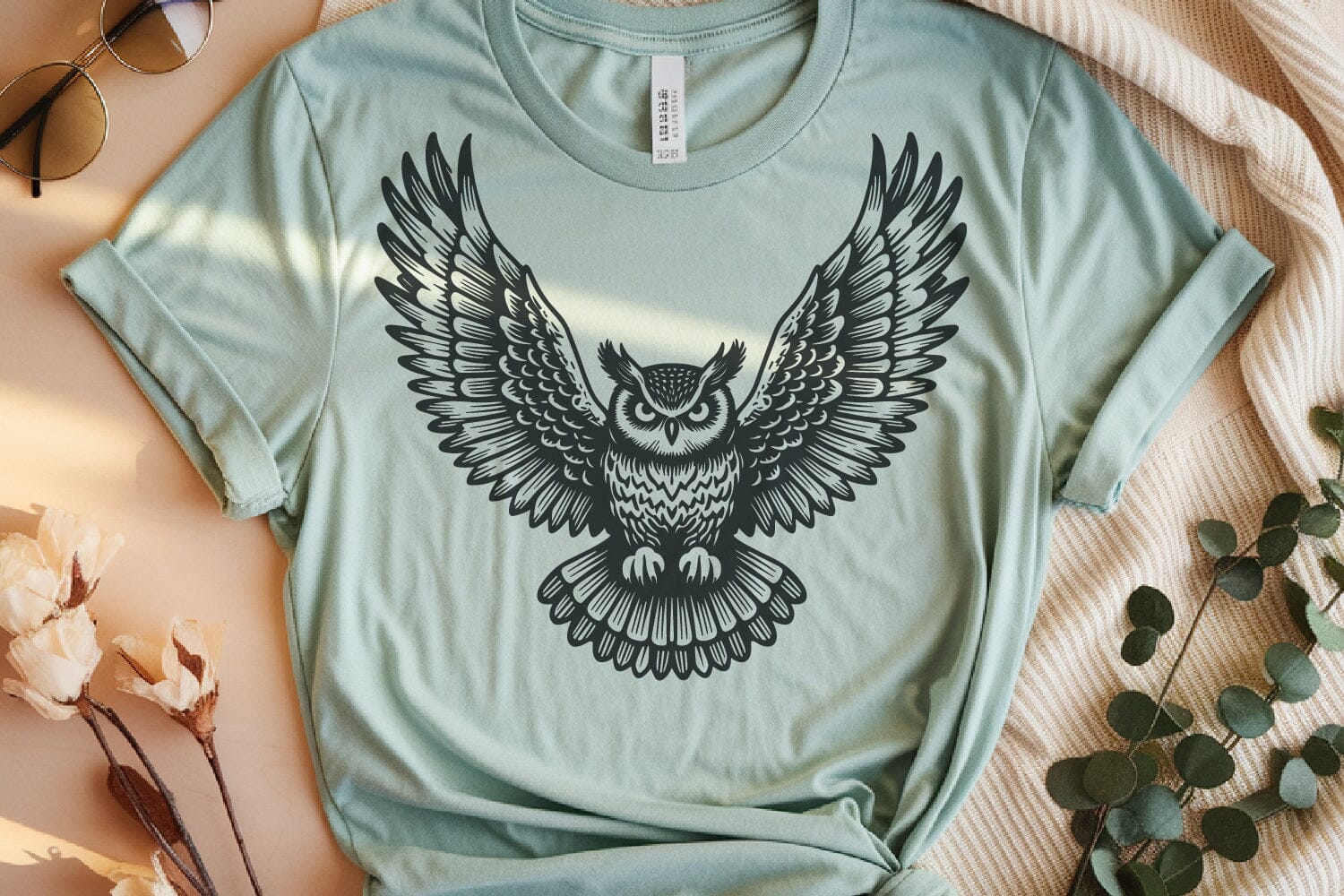 Flying Owl SVG Set 5 Wild Birds Vintage Tattoo Woodland Art - Image 9