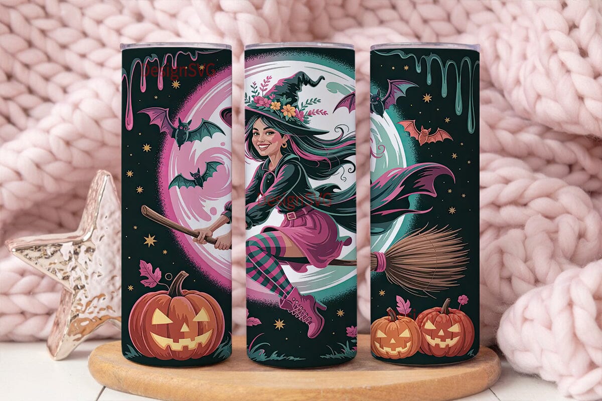 Flying Witch Halloween 20oz Tumbler Wrap