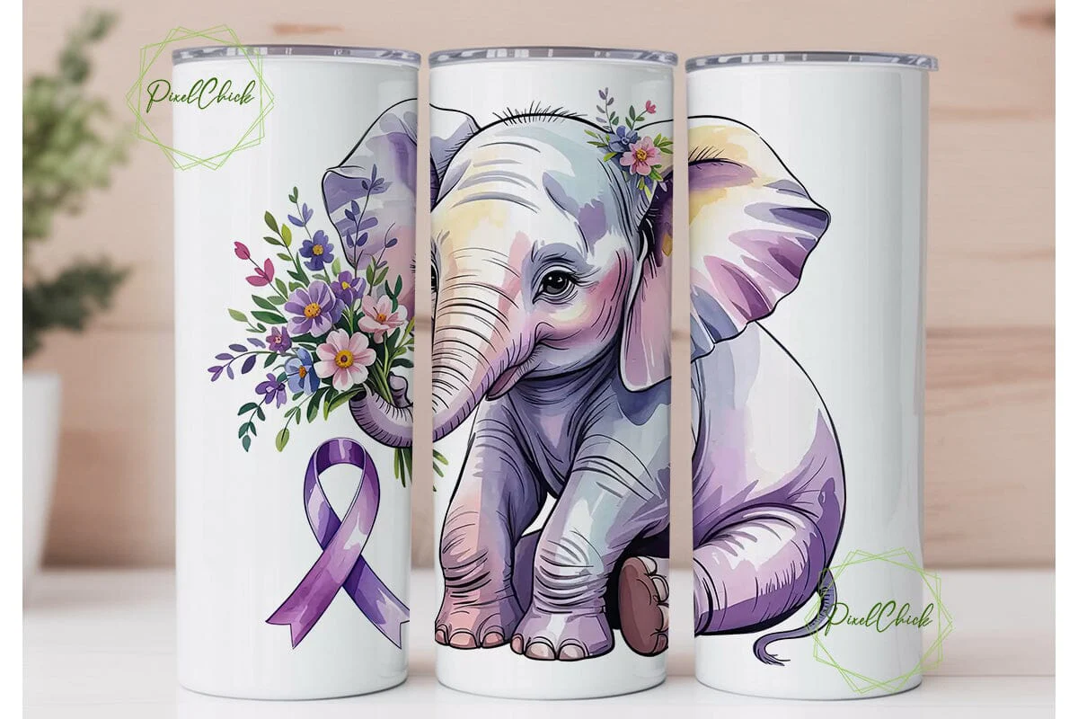 Forget Me Not Elephant Tumbler Wrap