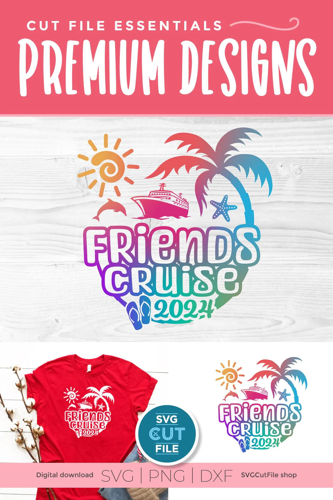 Friends Cruise SVG with Cruise ship, palm tree, starfish - 2024 - Image 2