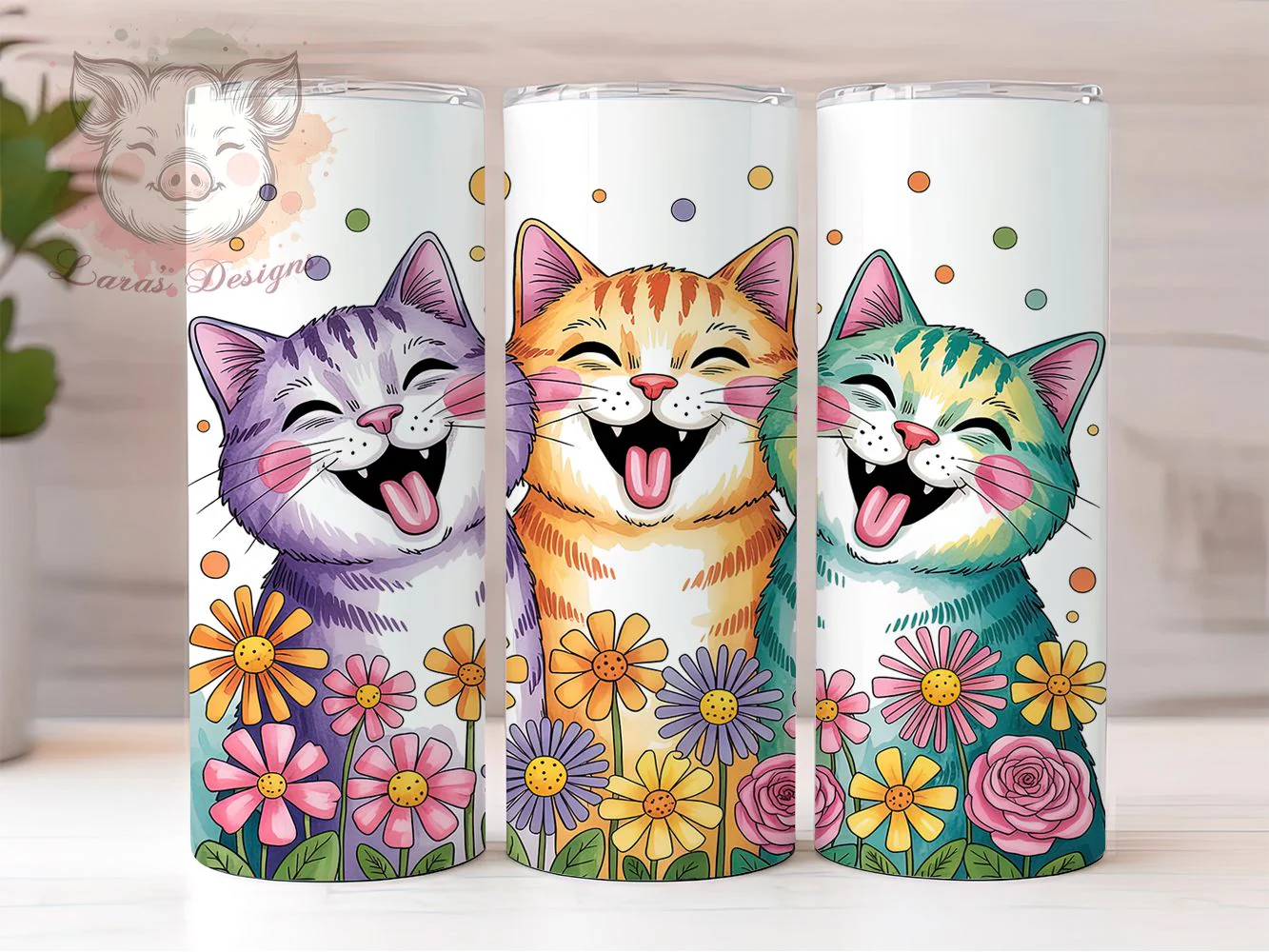 Funny Colorful Whimsical Cat Tumbler, Funny Cat Tumbler, Whimsical Cat Wrap, Artistic Cat Wrap, Playful Cat Wrap, Sublimation Design, Trendy Gift Idea