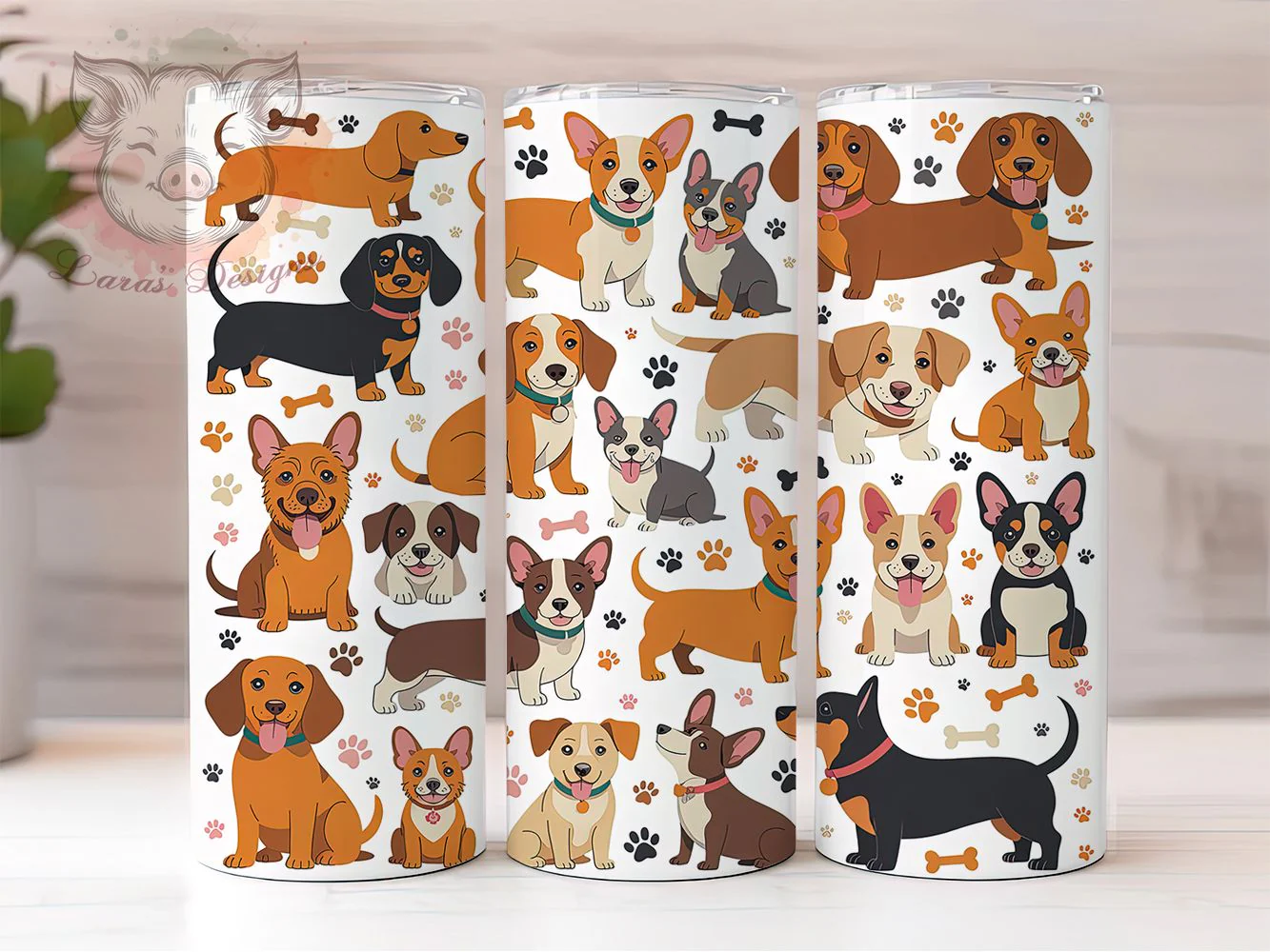 Funny Dog Breed Tumbler, Funny Pets, Dog Lover, Seamless Pattern, Whimsical Art, 20Oz Tumbler, Sublimation Wrap