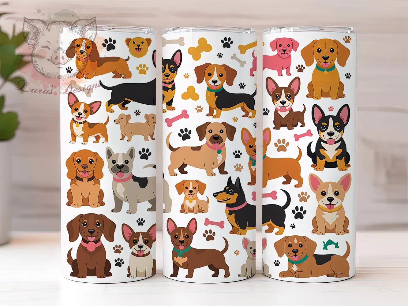 Funny Dog Breed Tumbler, Funny Pets, Dog Lover, Seamless Pattern, Whimsical Art, 20Oz Tumbler, Sublimation Wrap