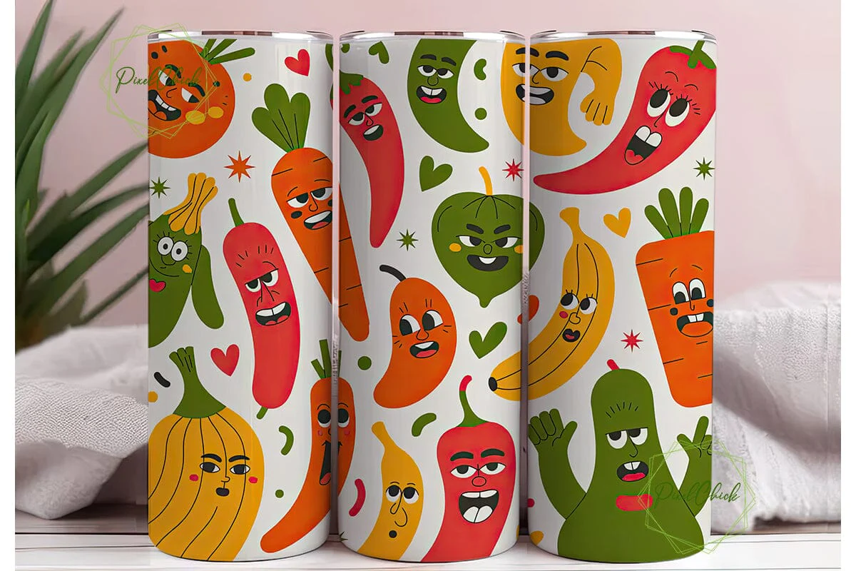 Funny Food Faces 20oz Tumbler Wrap - Image 3
