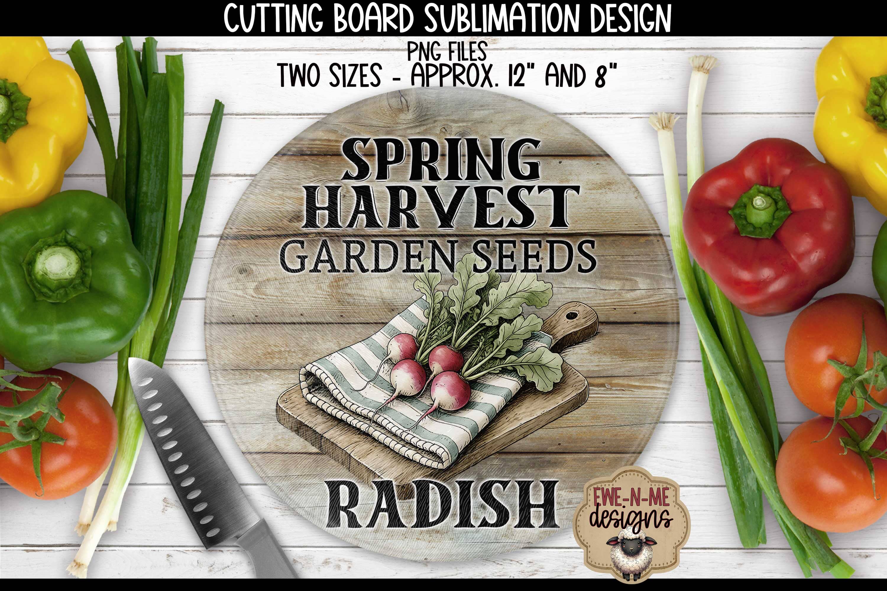 Garden Seed Round Cutting Board Bundle - 5 PNG Designs - Image 6