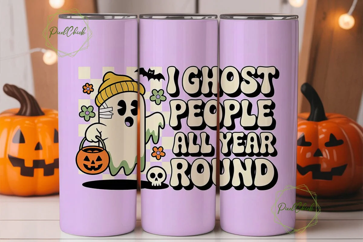 Ghost Halloween 20oz Tumbler Wrap - Image 3