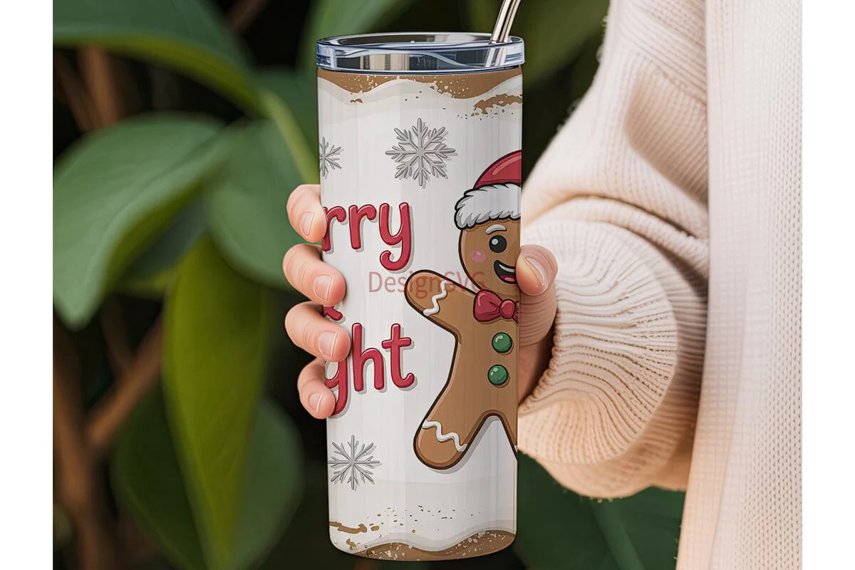 Gingerbread Man Christmas Tumbler Wrap - Image 3