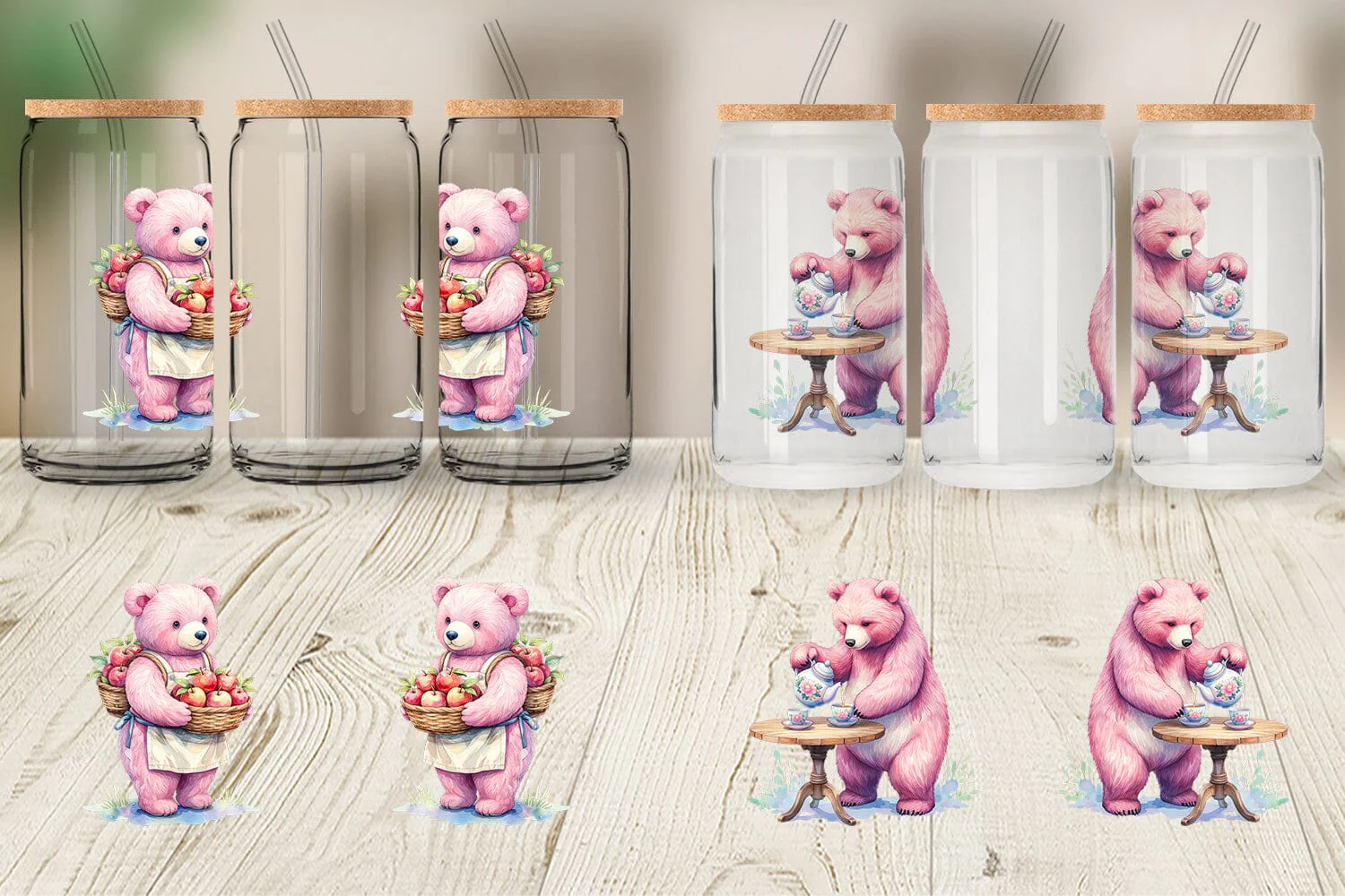 Glass Can Baking Mama Bear Watercolor - Image 2