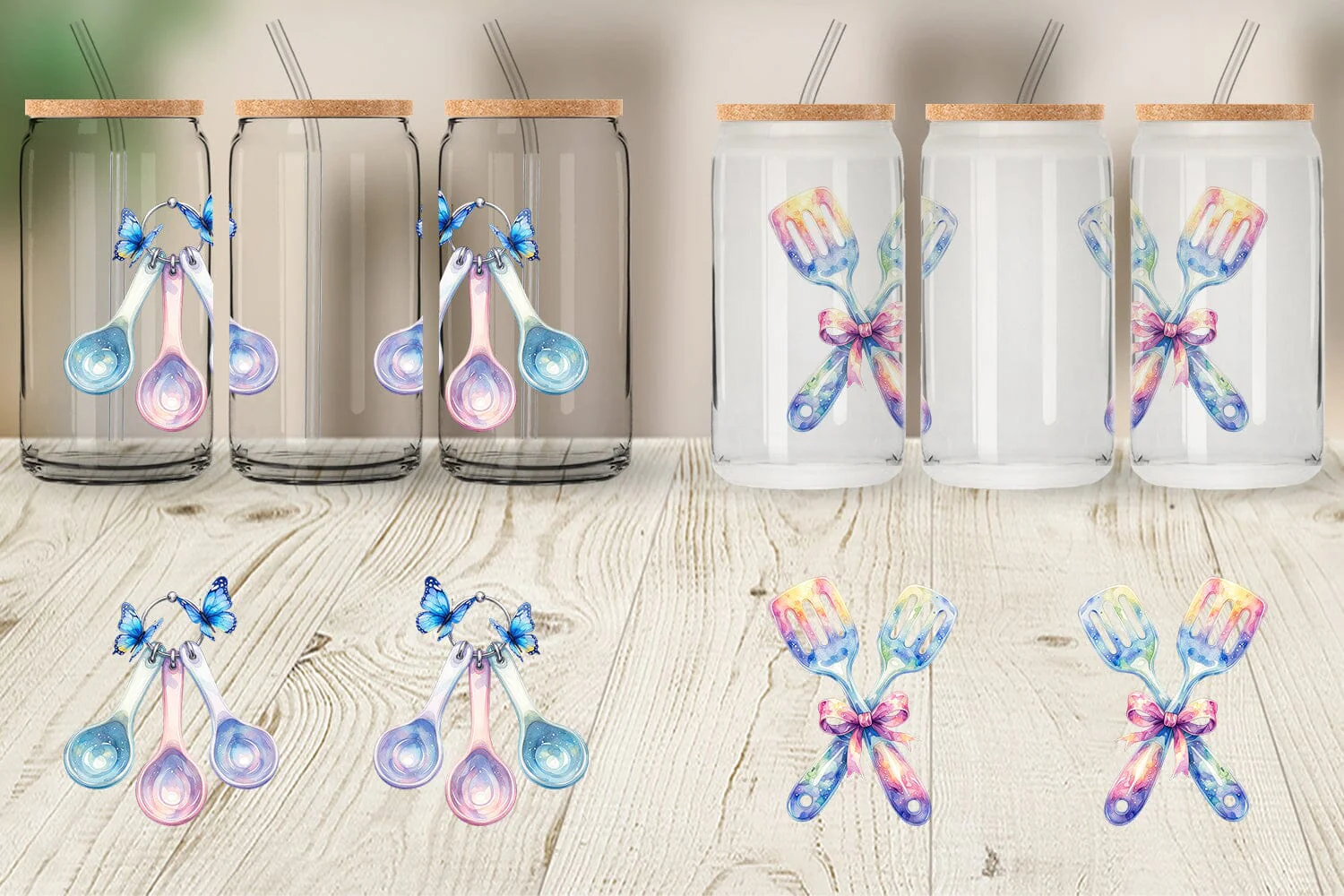 Glass Can Floral Kitchen Tools Decor - Image 4