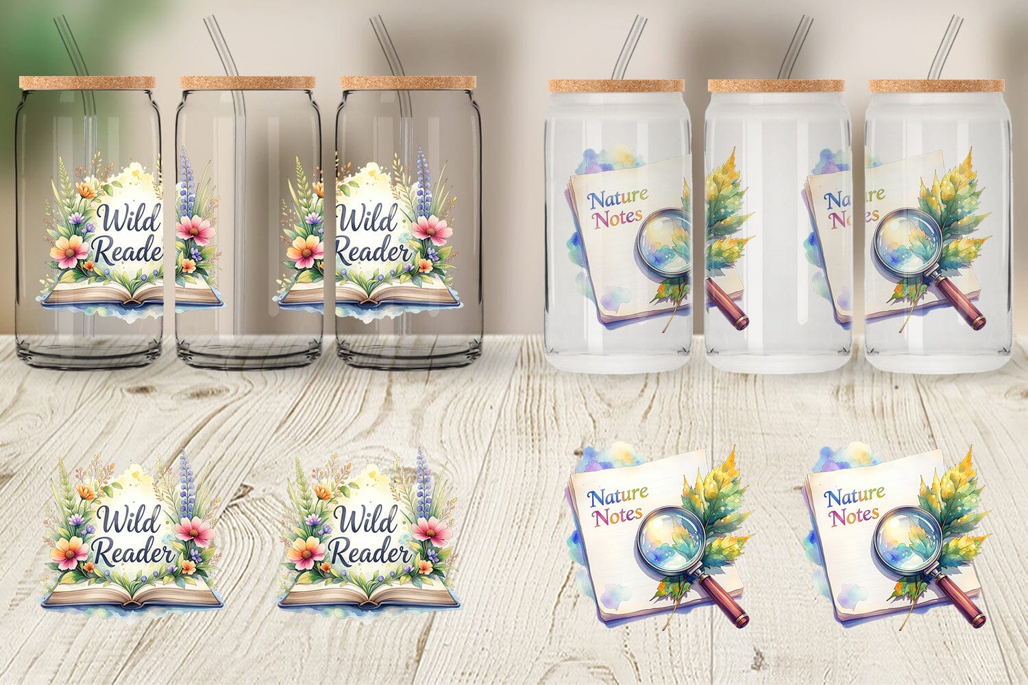 Glass Can Floral Reading Quotes - Image 5