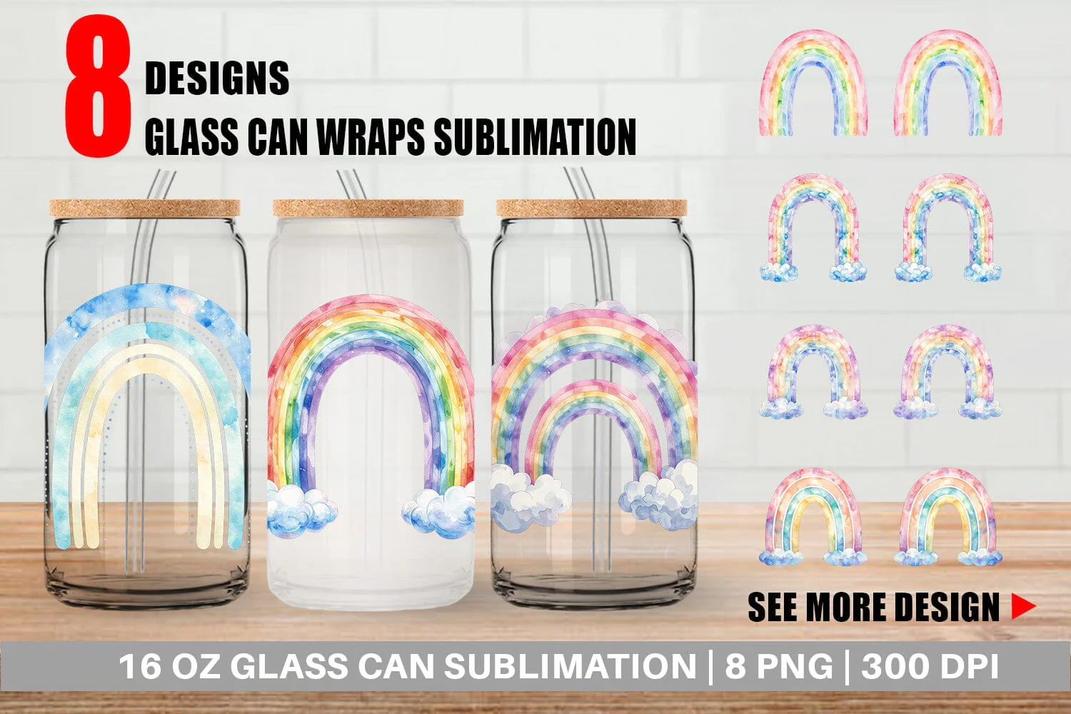 Glass Can Pastel Nursery Rainbow
