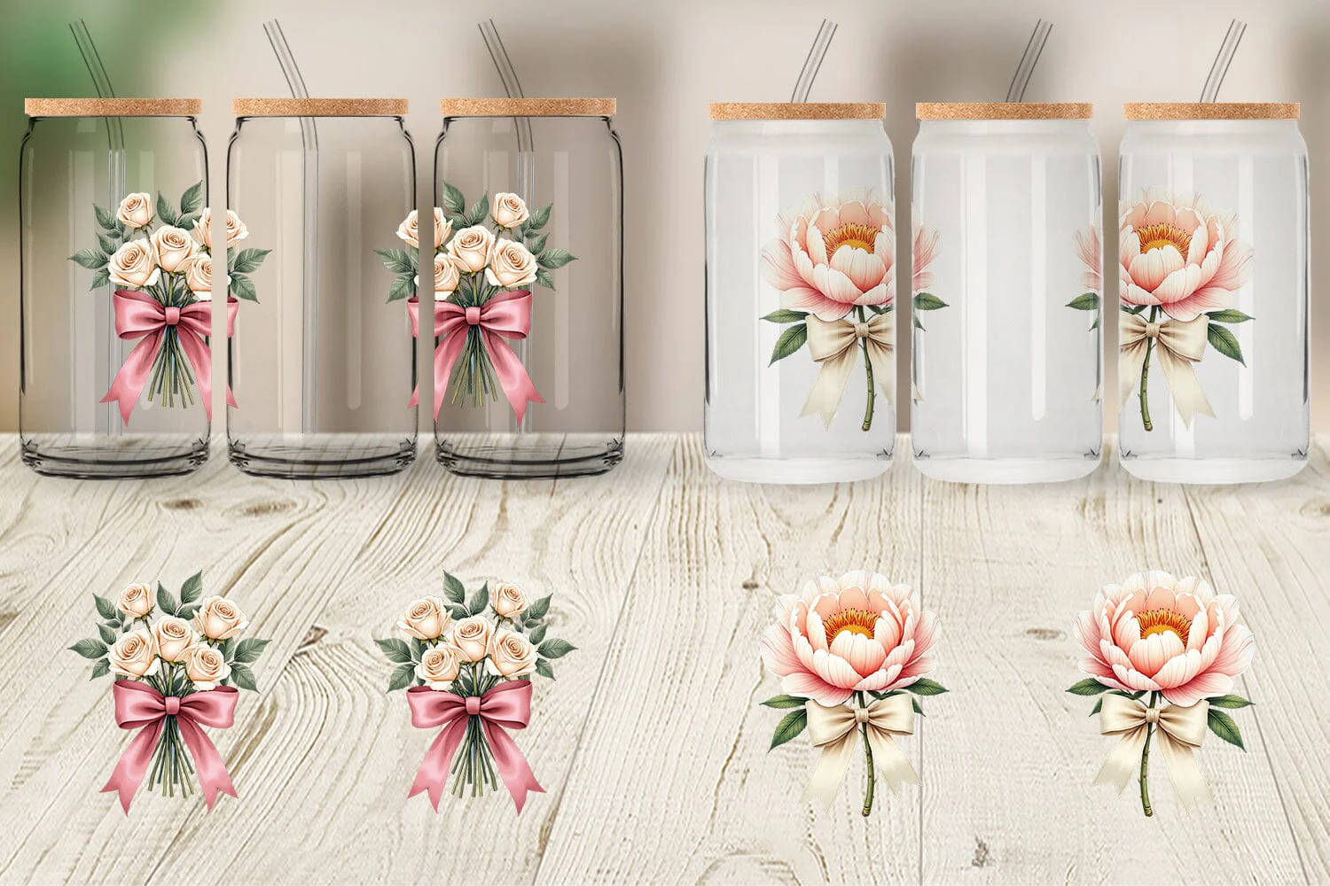 Glass Can Vintage Floral Bow - Image 5