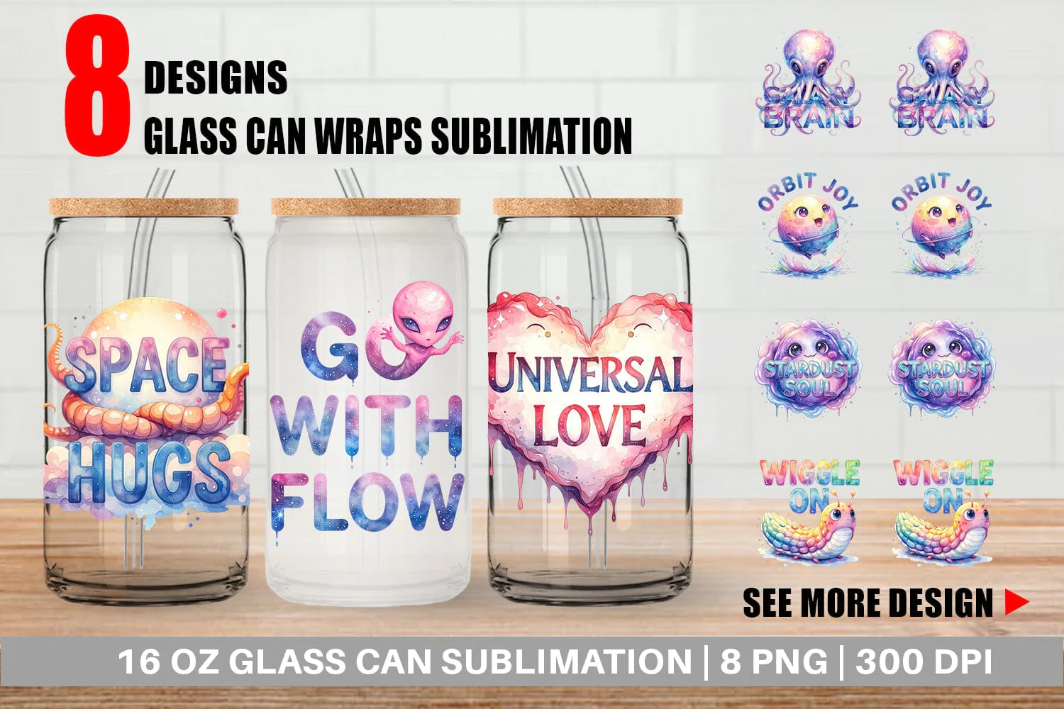 Glass Can Watercolor Alien Quote