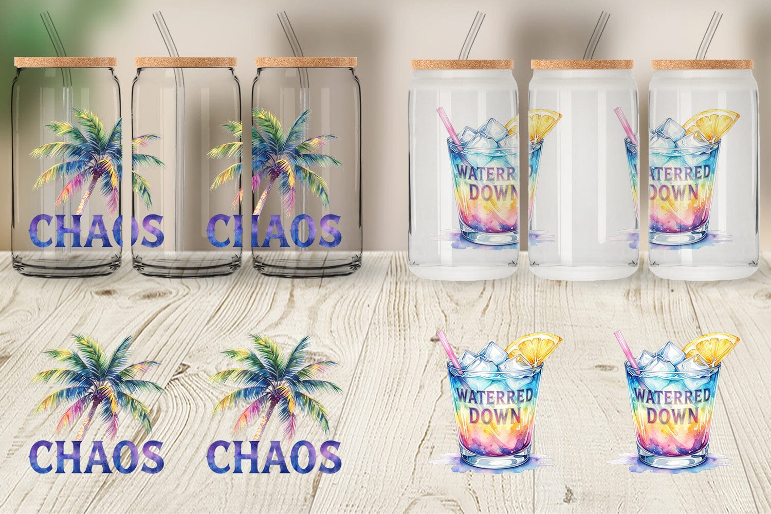 Glass Can Watercolor Anti Social Beach Quotes - Image 3