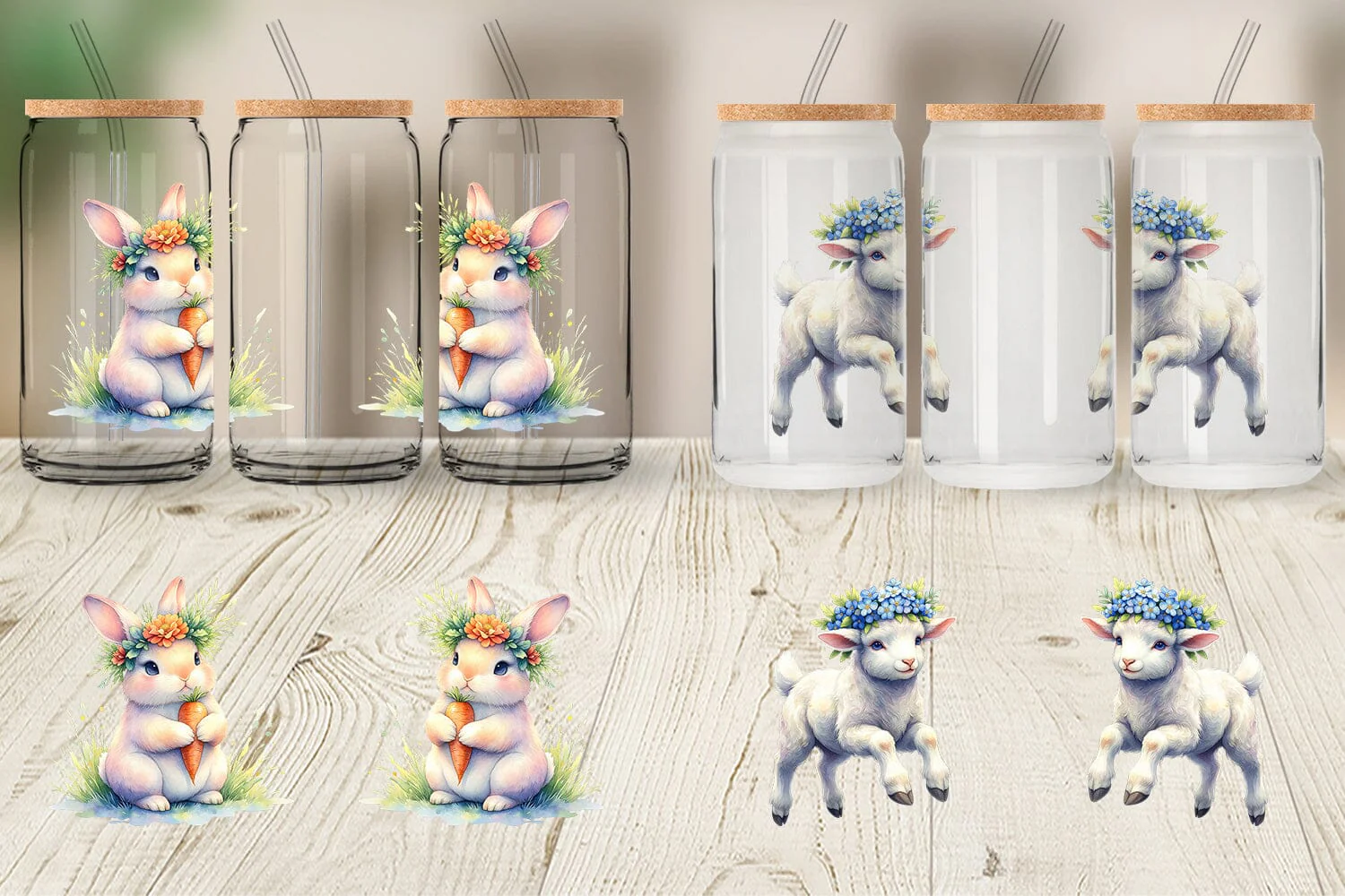 Glass Can Watercolor Baby Farm Animal Nursery Art - Image 2