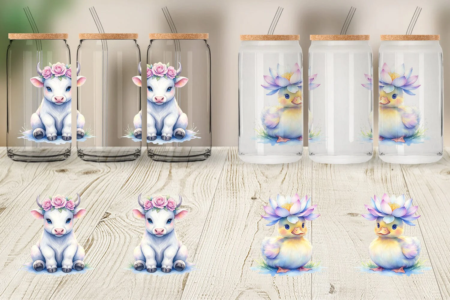 Glass Can Watercolor Baby Farm Animal Nursery Art - Image 3