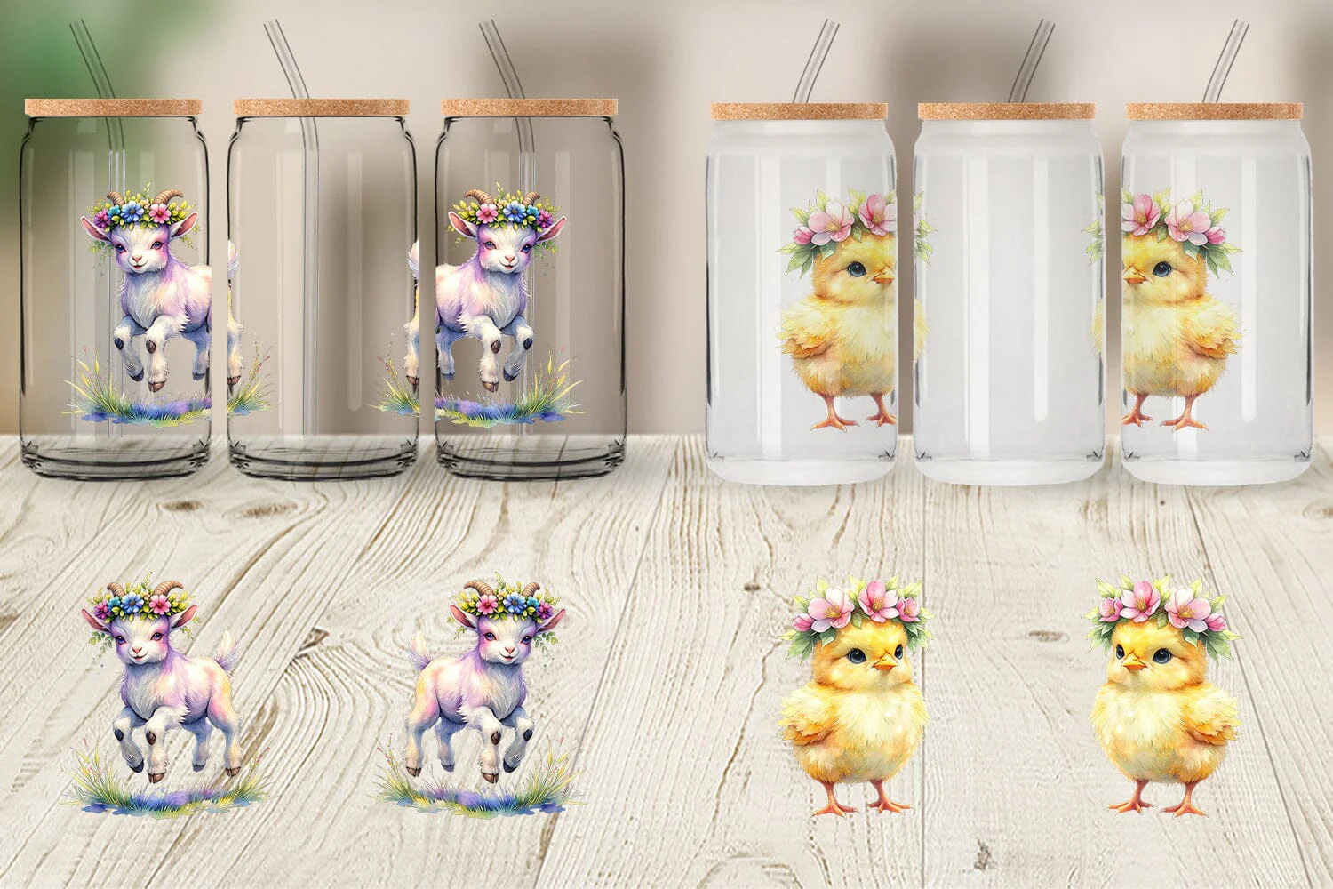 Glass Can Watercolor Baby Farm Animal Nursery Art - Image 4