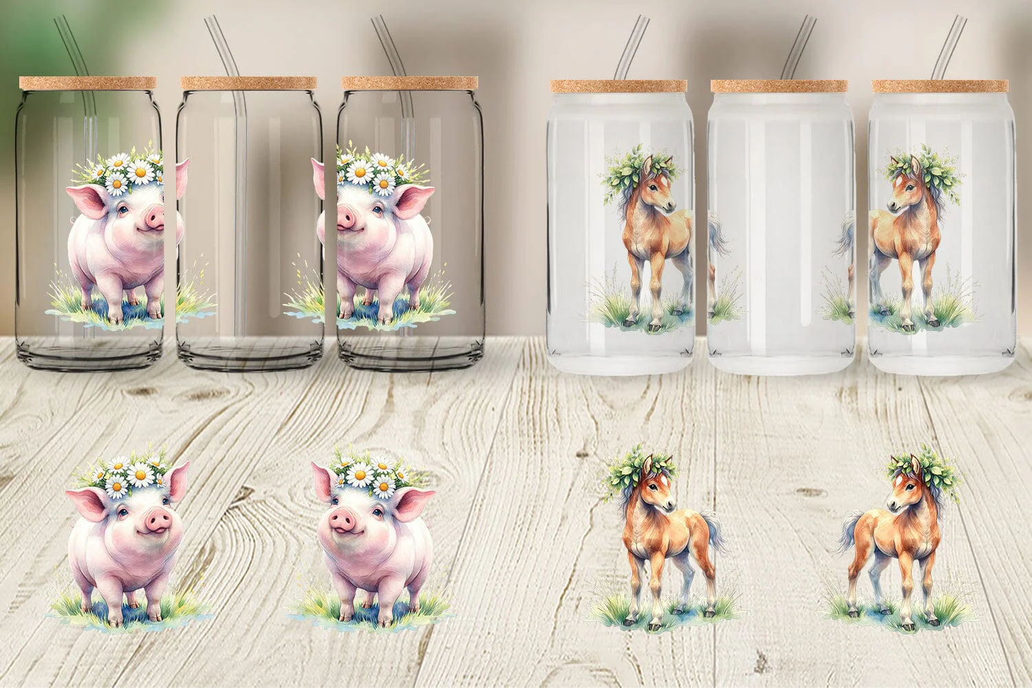 Glass Can Watercolor Baby Farm Animal Nursery Art - Image 5