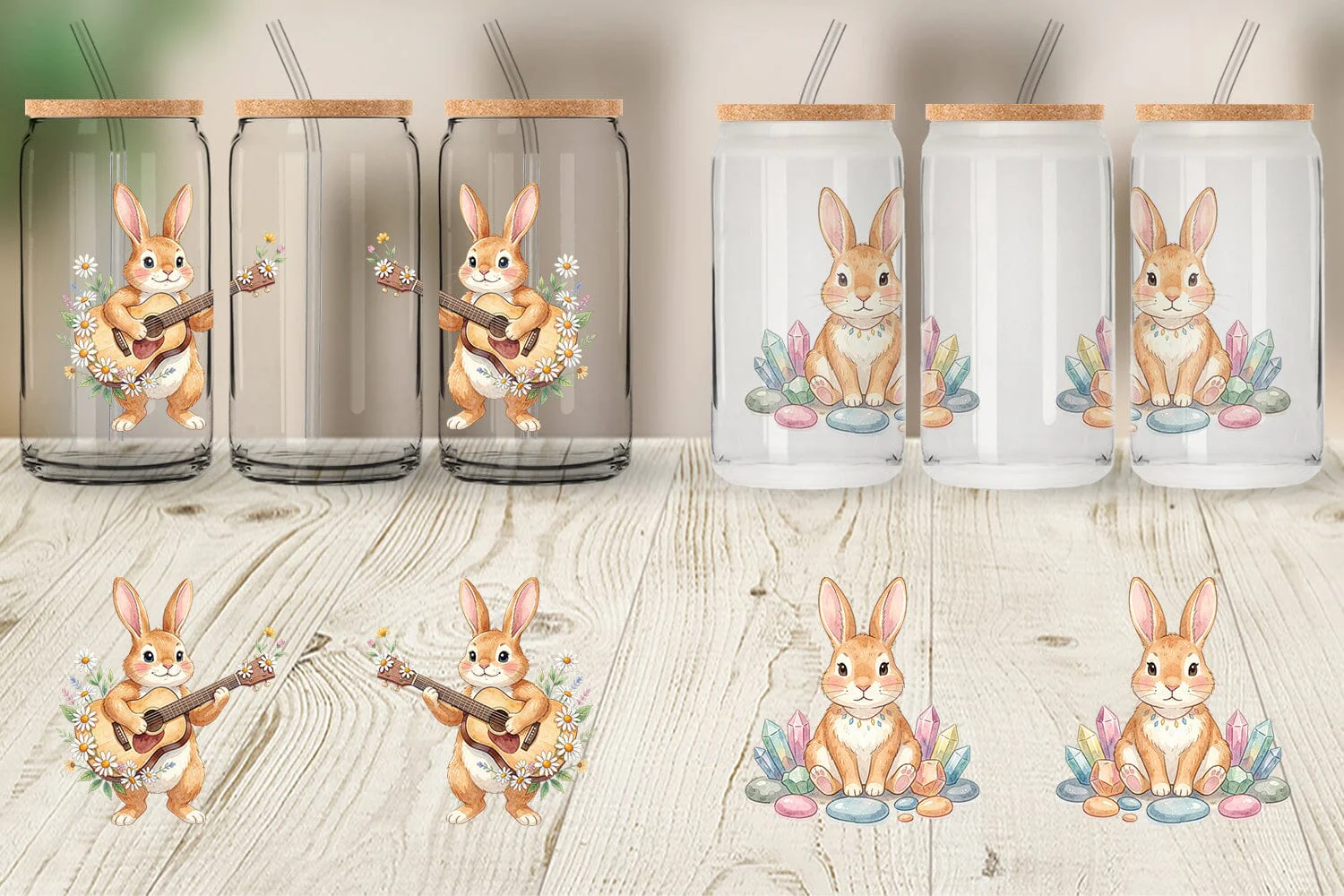 Glass Can Watercolor Boho Chic Easter Bunny - Image 2