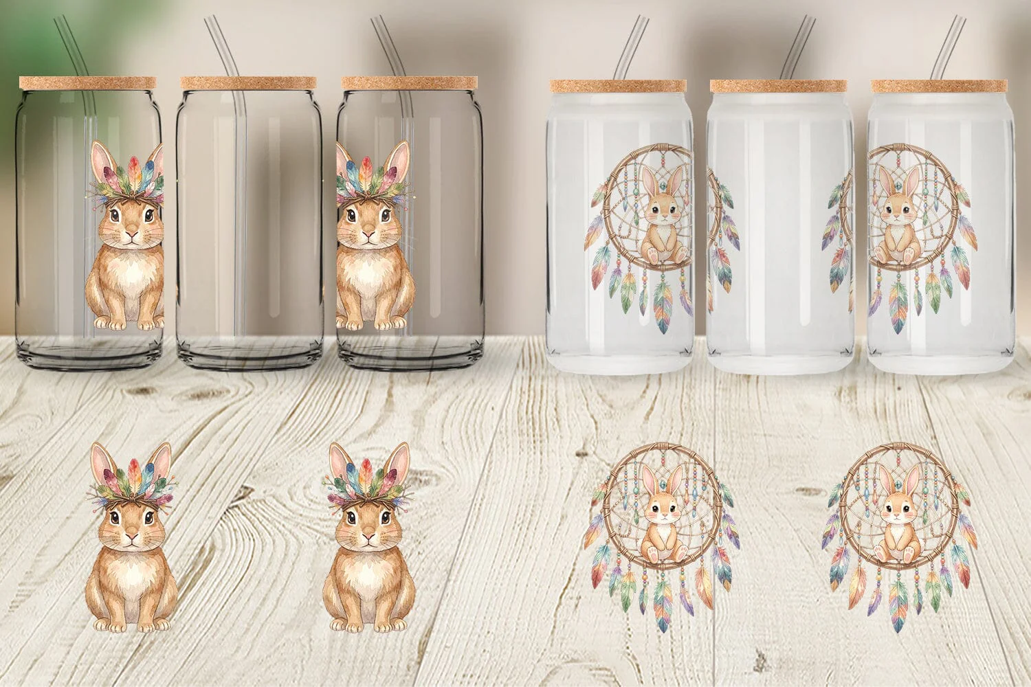 Glass Can Watercolor Boho Chic Easter Bunny - Image 5